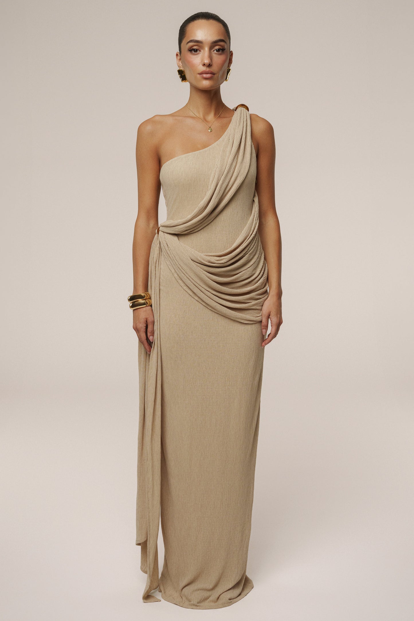 Beige Rich Mocha Wrap Dress