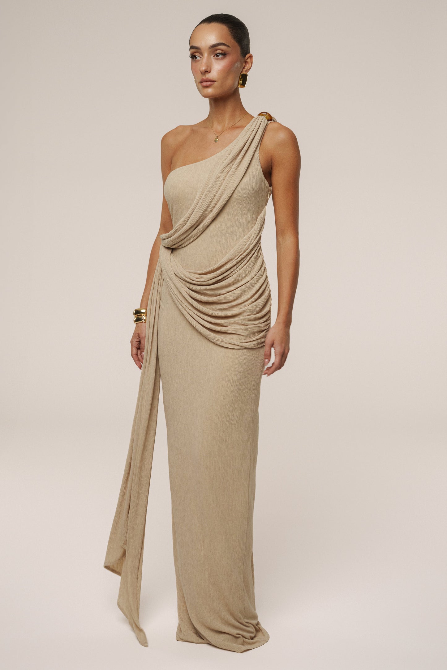Beige Rich Mocha Wrap Dress