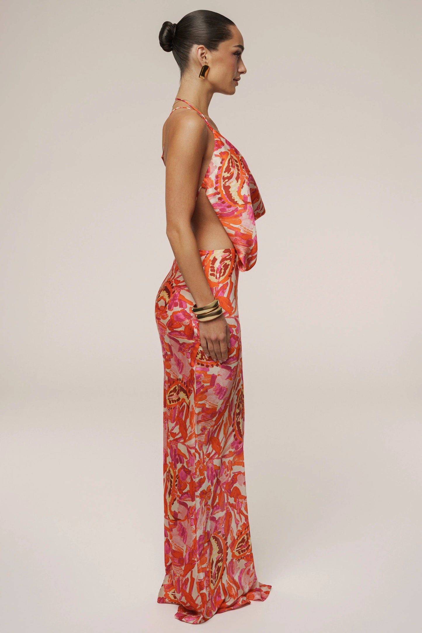 Pink Delmara Cowl Maxi Dress