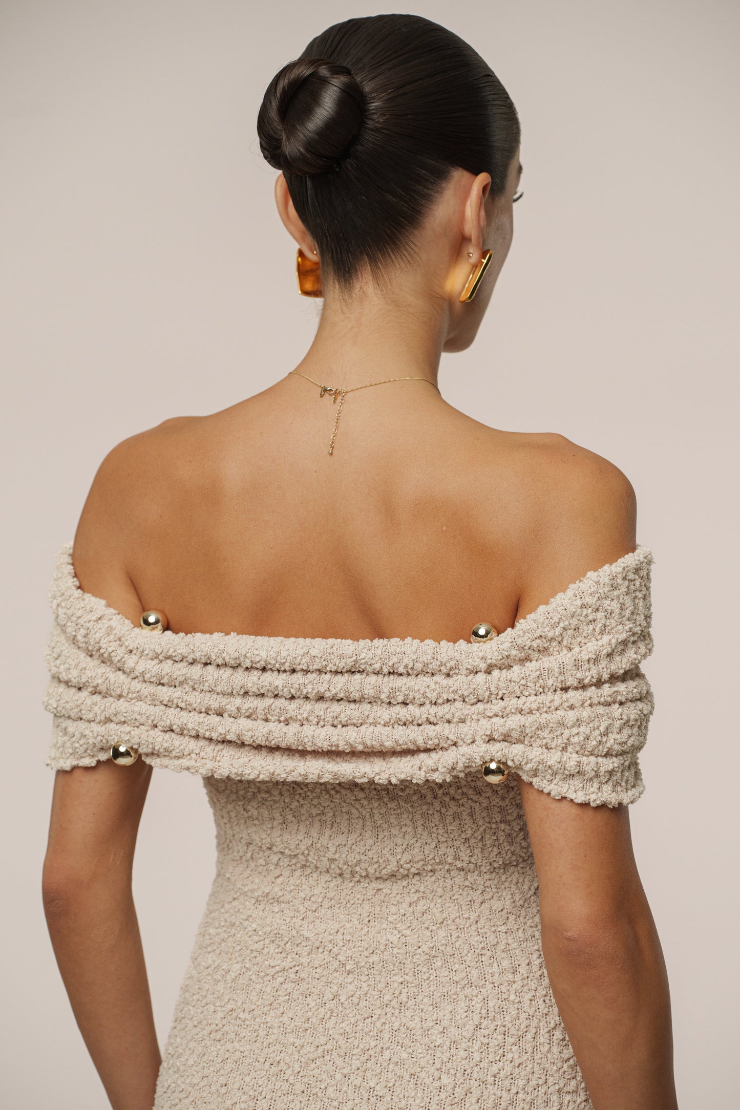 Beige Pour Over Mini Dress