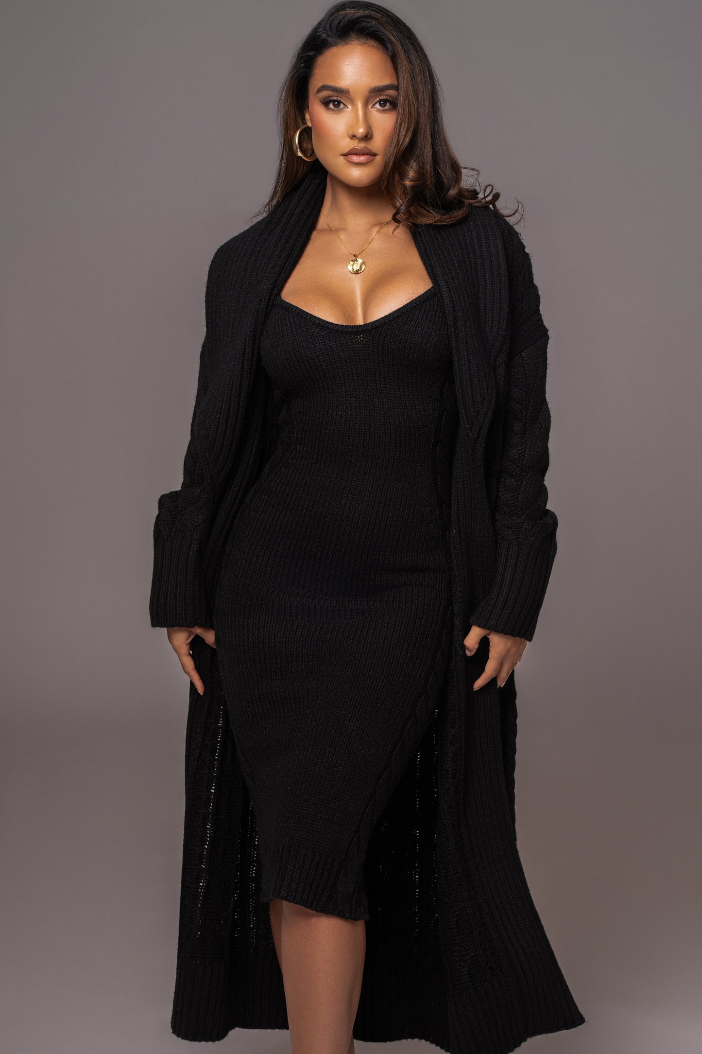 Black Daria Sweater Knit Dress