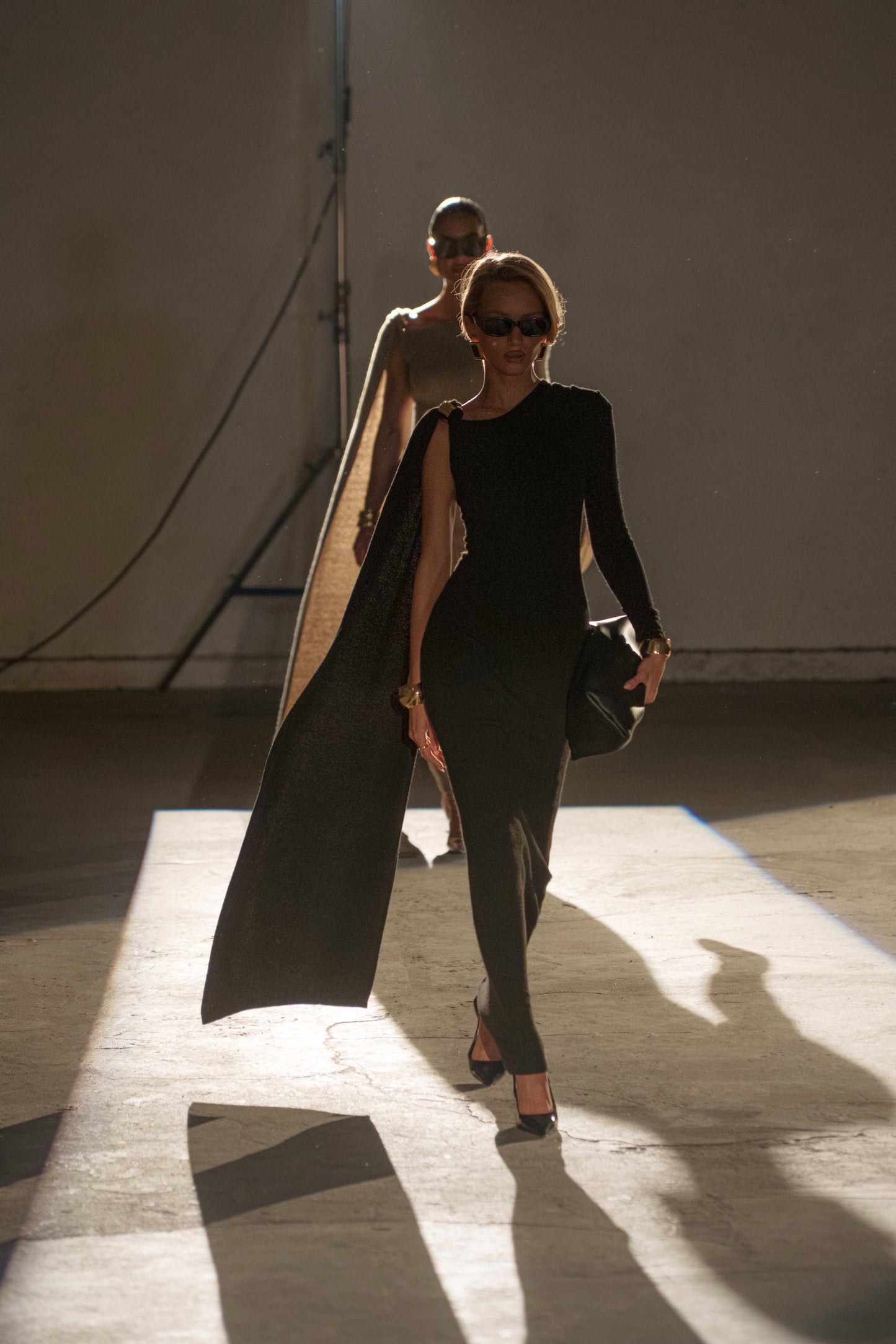 Black Aniza Drape Maxi Dress