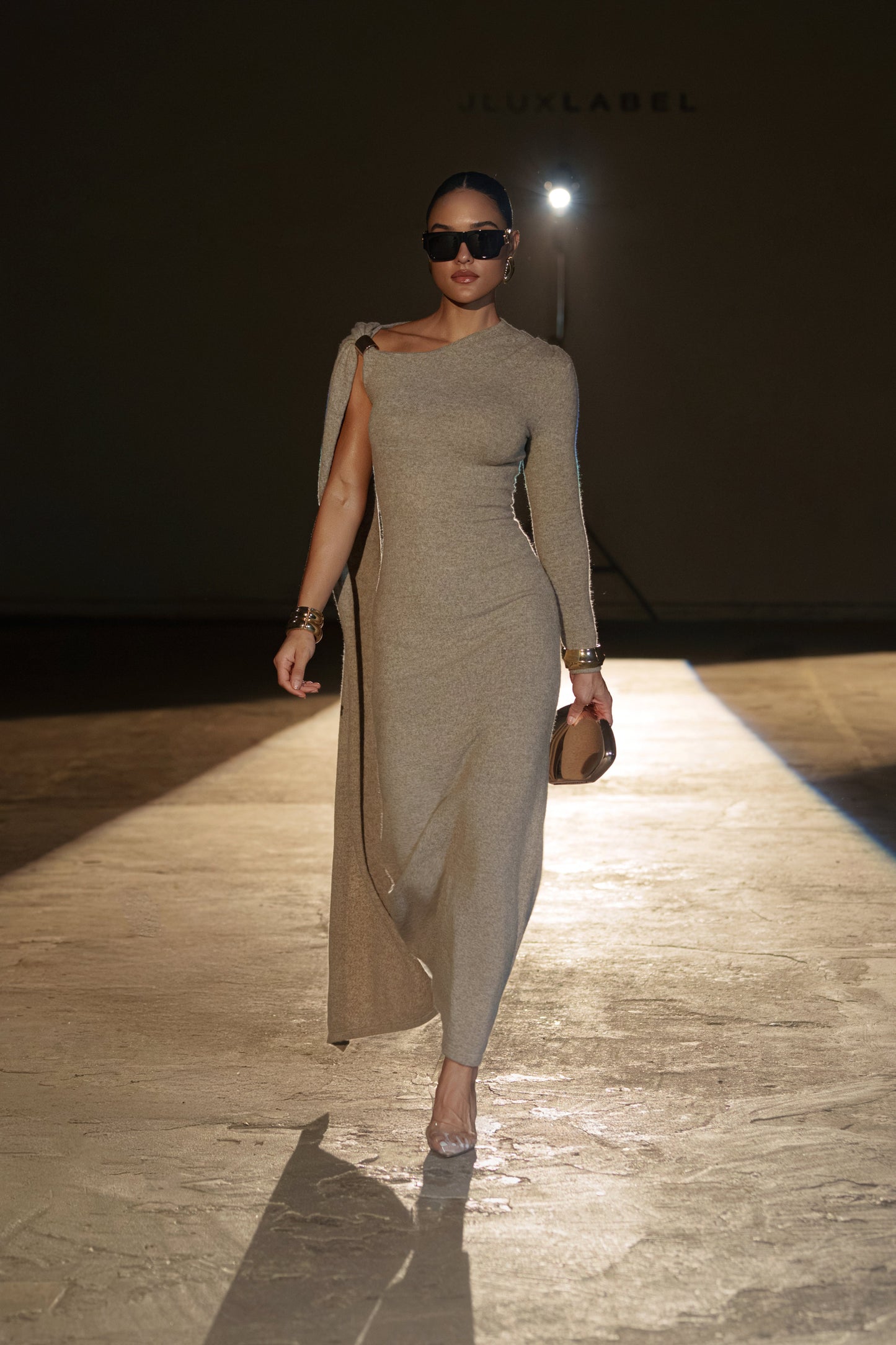 Taupe Aniza Drape Maxi Dress