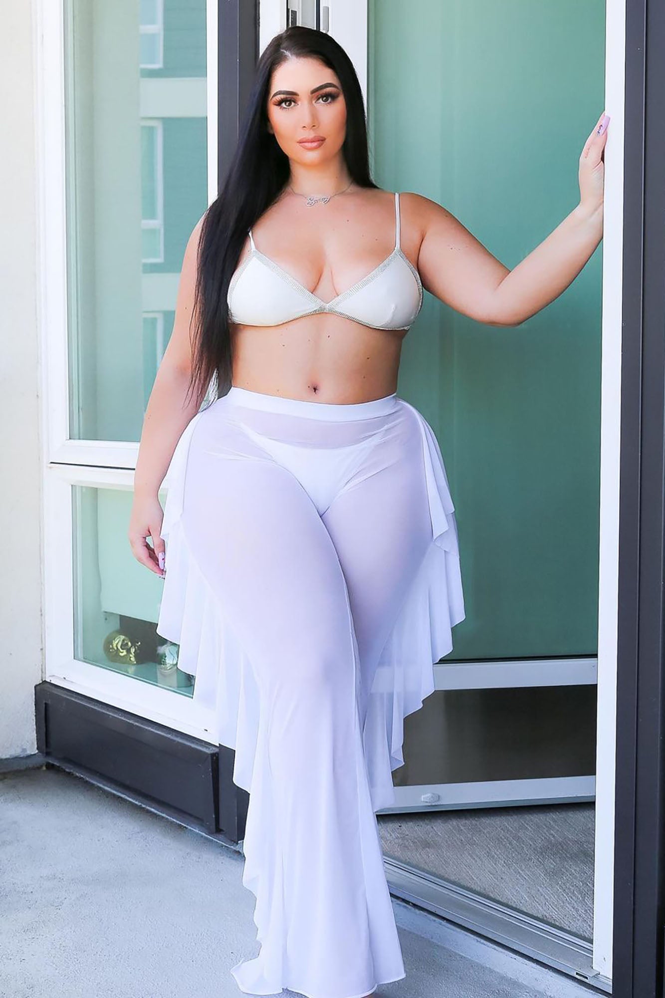 Sunshine See Through Cover Up Pant - White