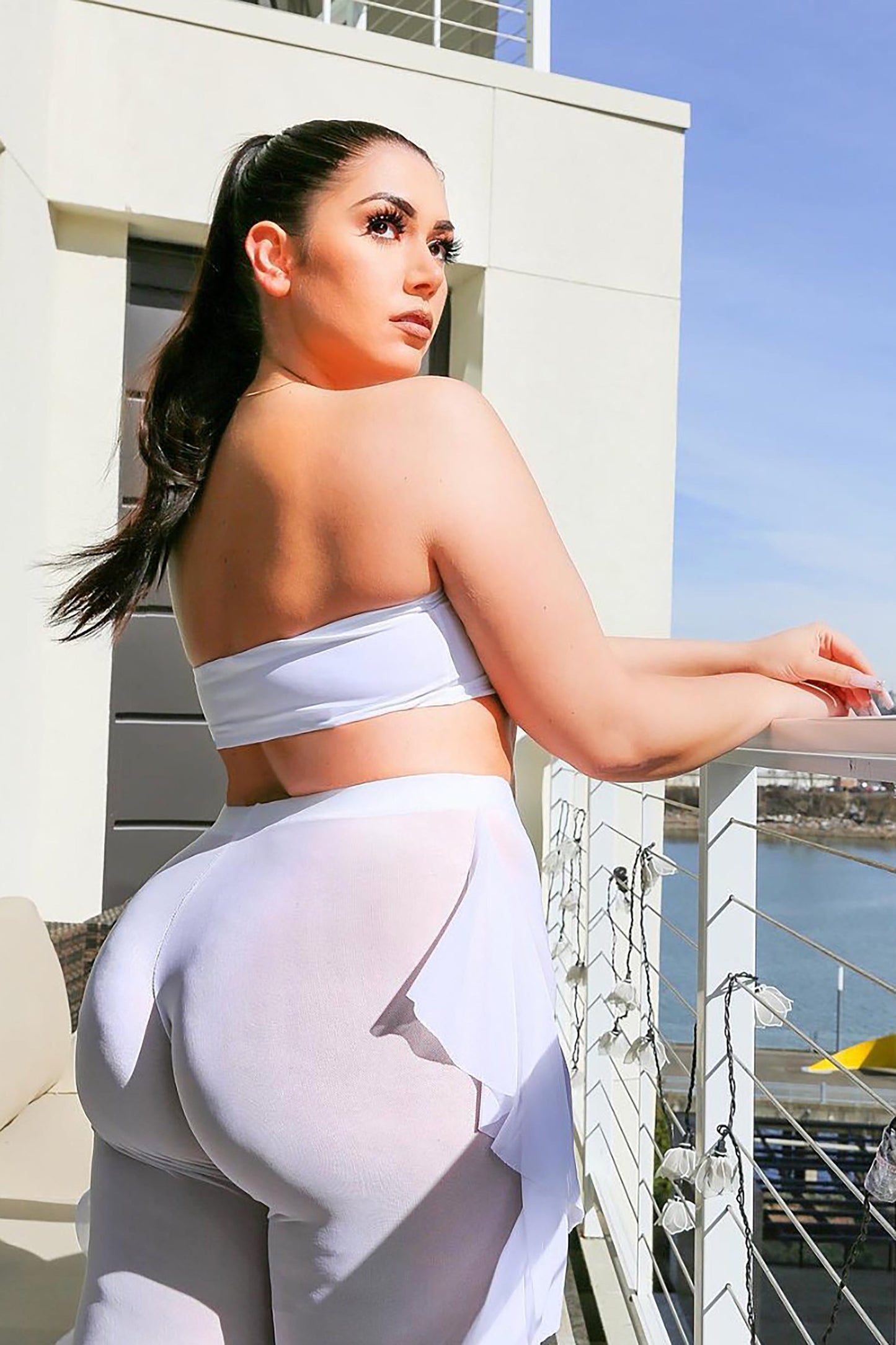 Sunshine See Through Cover Up Pant - White