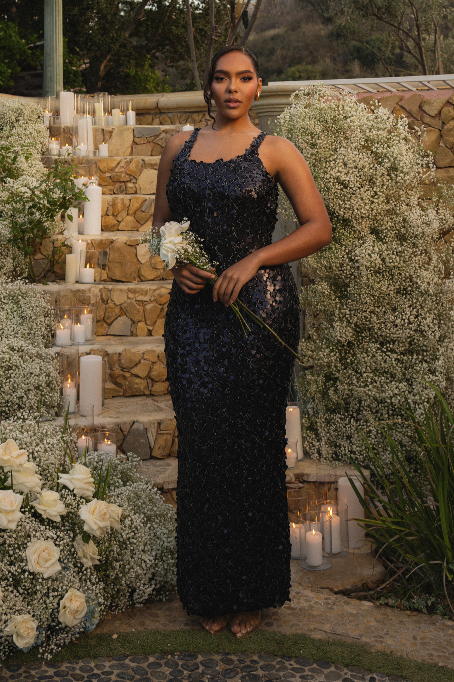 Black Sparkling Moments Sequin Maxi Dress