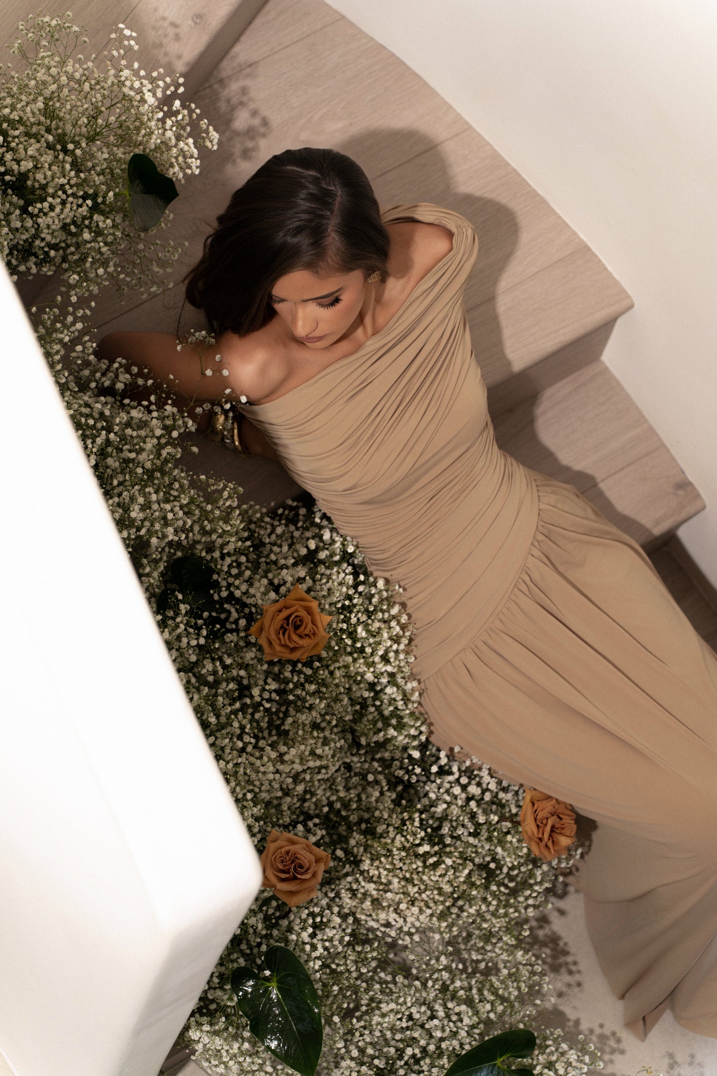 Beige Vision Of Elegance Maxi Dress